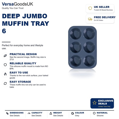 Deep jumbo muffin tray - deep, 6